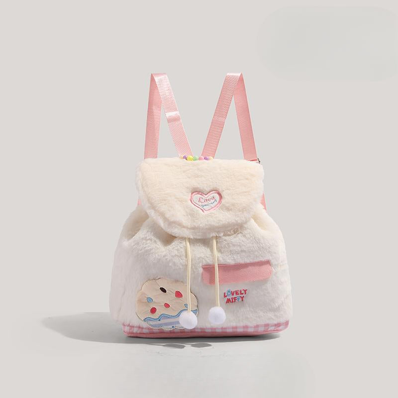 Autumn and winter fluffy backpack purse mini, fashionable female sweet plush backpack small, versatile student bag, toddler purse